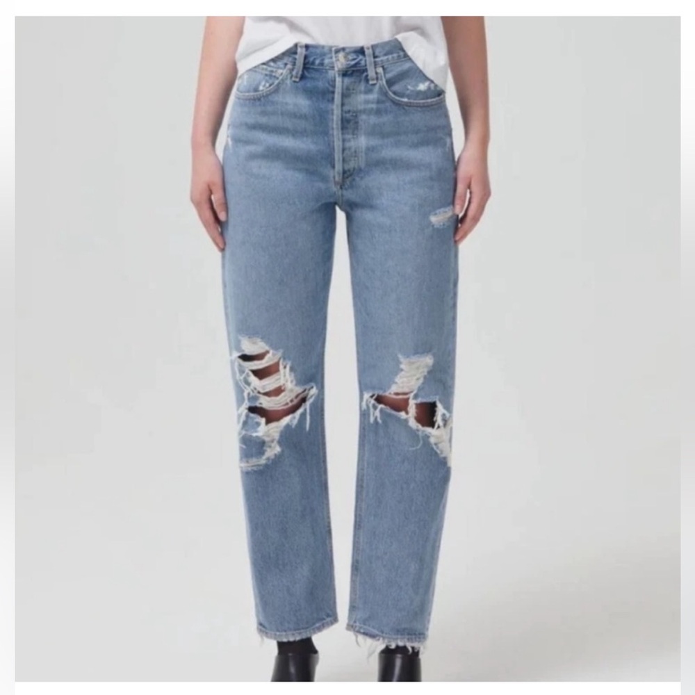 AGOLDE '90s RIPPED MID RISE STRAIGHT LEG JEANS